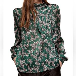Topshop Bow Neck Floral Top